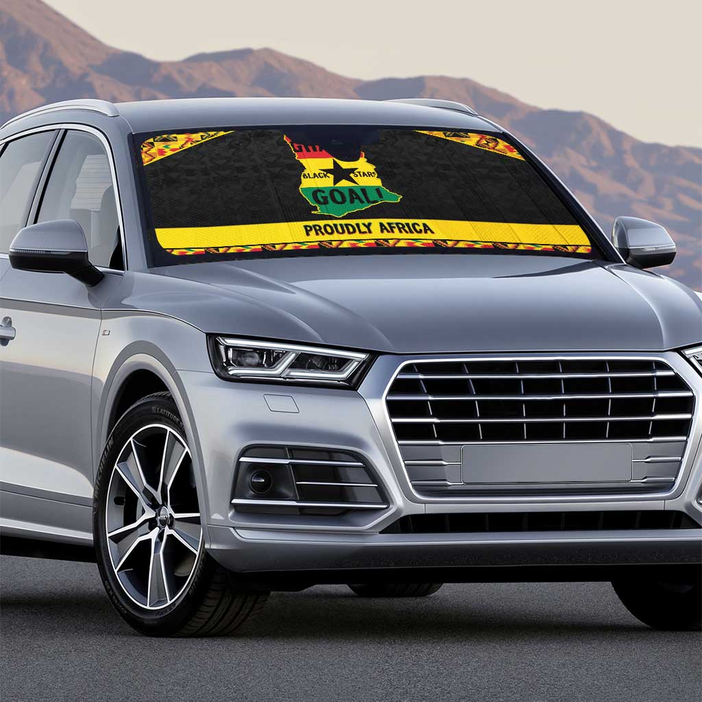 Afro Ghana Football Auto Sun Shade Black Stars Never Fall - Kente Pattern - Wonder Print Shop
