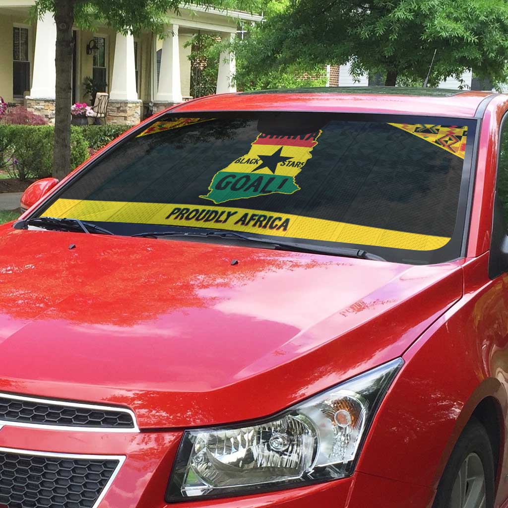 Afro Ghana Football Auto Sun Shade Black Stars Never Fall - Kente Pattern - Wonder Print Shop