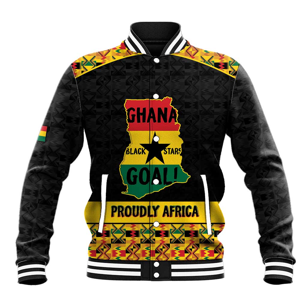 Personalized Afro Ghana Football Baseball Jacket Black Stars Never Fall - Kente Pattern - Wonder Print Shop