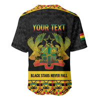 Personalized Afro Ghana Football Baseball Jersey Black Stars Never Fall - Kente Pattern LT15