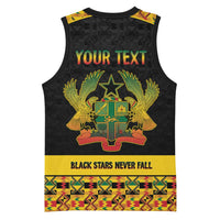 Personalized Afro Ghana Football Basketball Jersey Black Stars Never Fall - Kente Pattern - Wonder Print Shop