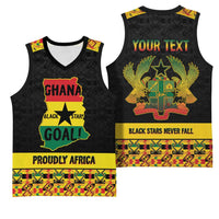Personalized Afro Ghana Football Basketball Jersey Black Stars Never Fall - Kente Pattern - Wonder Print Shop