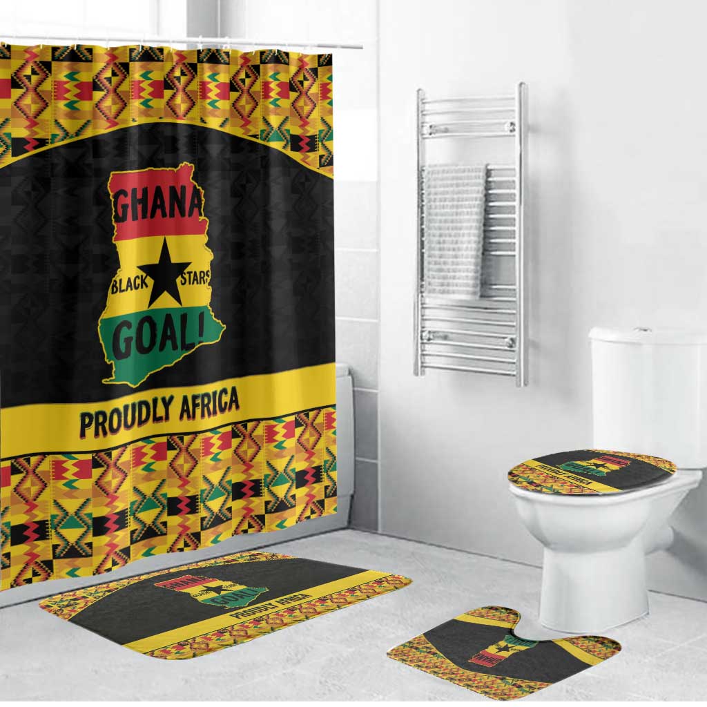 Afro Ghana Football Bathroom Set Black Stars Never Fall - Kente Pattern - Wonder Print Shop
