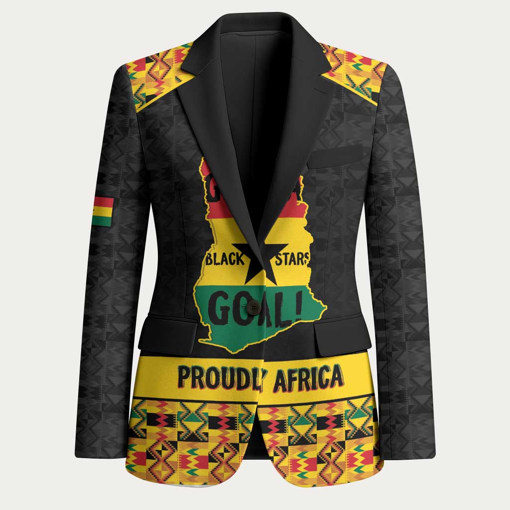 Personalized Afro Ghana Football Blazer Black Stars Never Fall - Kente Pattern - Wonder Print Shop