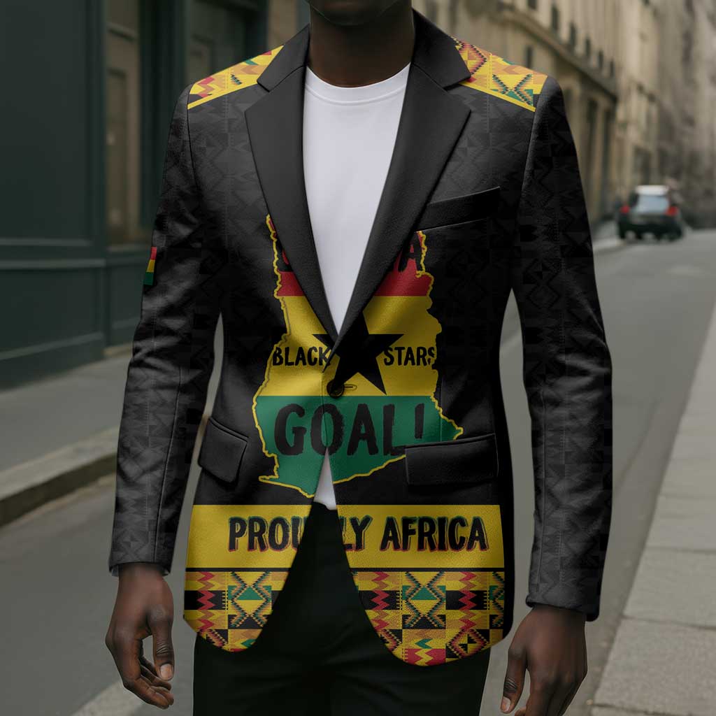 Personalized Afro Ghana Football Blazer Black Stars Never Fall - Kente Pattern - Wonder Print Shop