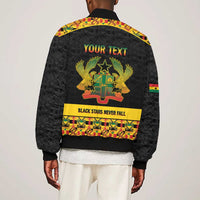 Personalized Afro Ghana Football Bomber Jacket Black Stars Never Fall - Kente Pattern - Wonder Print Shop
