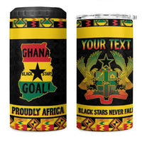 Personalized Afro Ghana Football 4 in 1 Can Cooler Tumbler Black Stars Never Fall - Kente Pattern - Wonder Print Shop