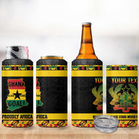 Personalized Afro Ghana Football 4 in 1 Can Cooler Tumbler Black Stars Never Fall - Kente Pattern - Wonder Print Shop