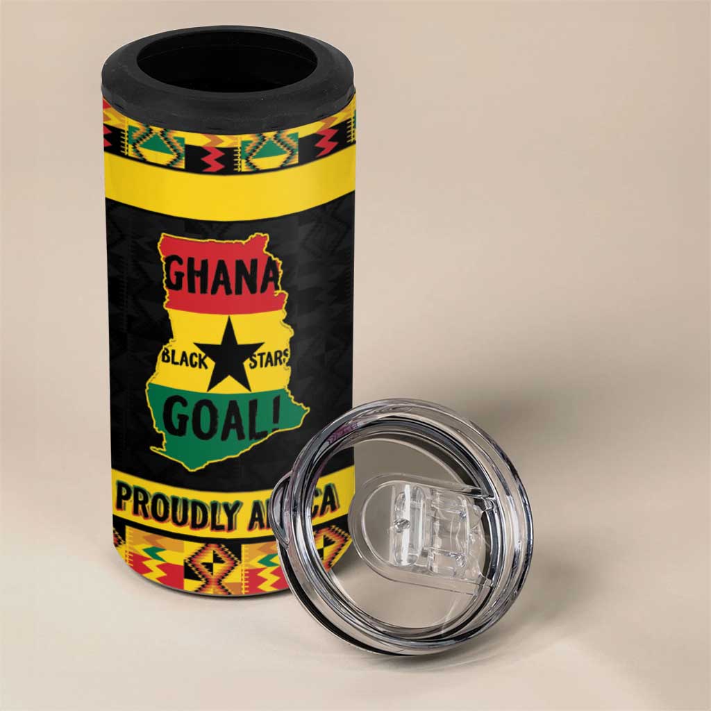 Personalized Afro Ghana Football 4 in 1 Can Cooler Tumbler Black Stars Never Fall - Kente Pattern - Wonder Print Shop