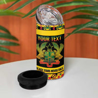 Personalized Afro Ghana Football 4 in 1 Can Cooler Tumbler Black Stars Never Fall - Kente Pattern - Wonder Print Shop