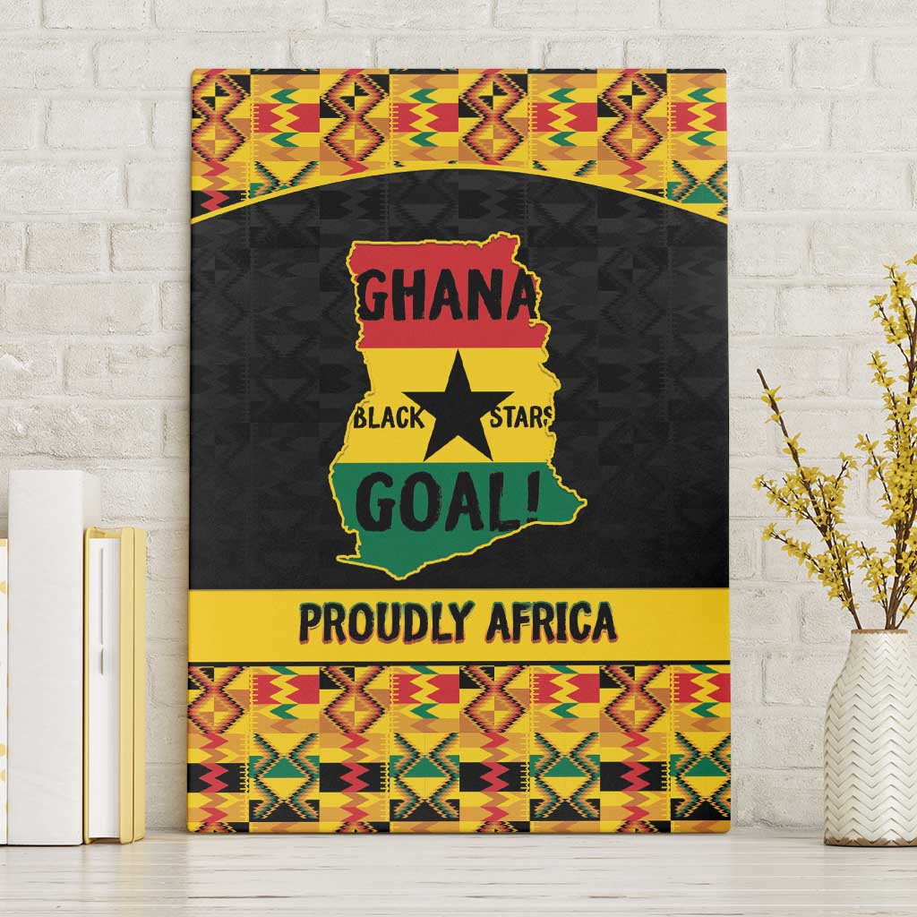 Afro Ghana Football Canvas Wall Art Black Stars Never Fall - Kente Pattern - Wonder Print Shop