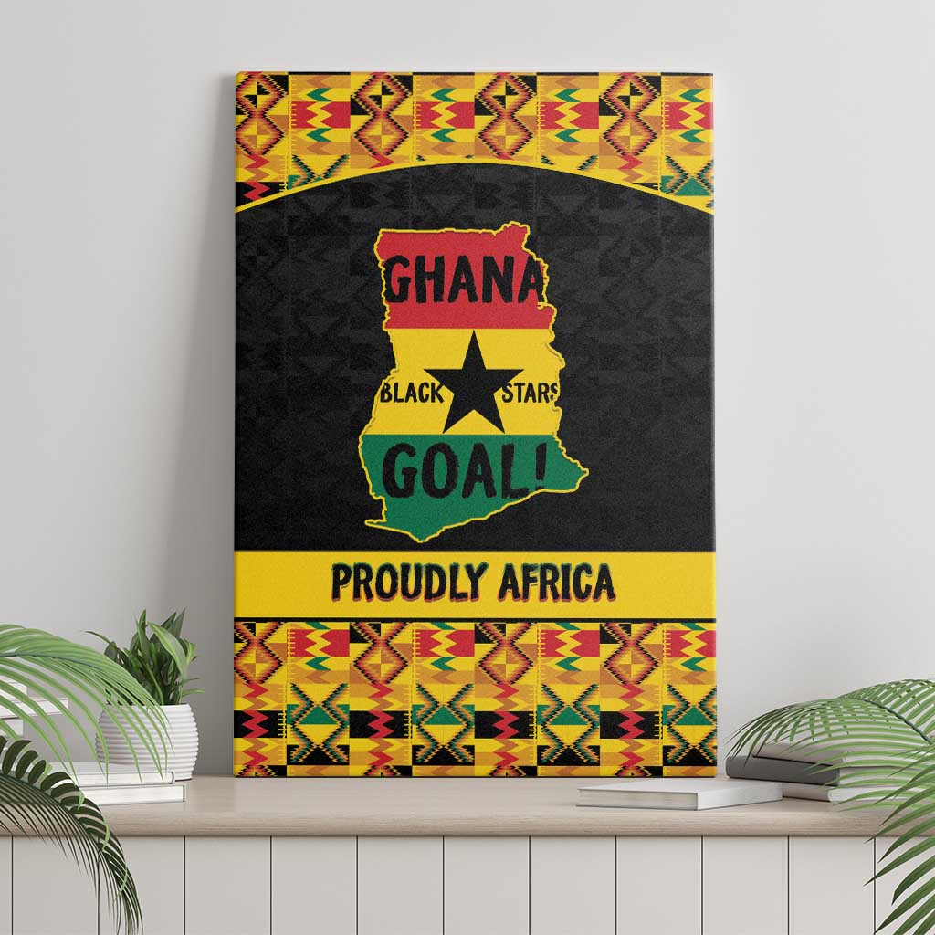Afro Ghana Football Canvas Wall Art Black Stars Never Fall - Kente Pattern - Wonder Print Shop