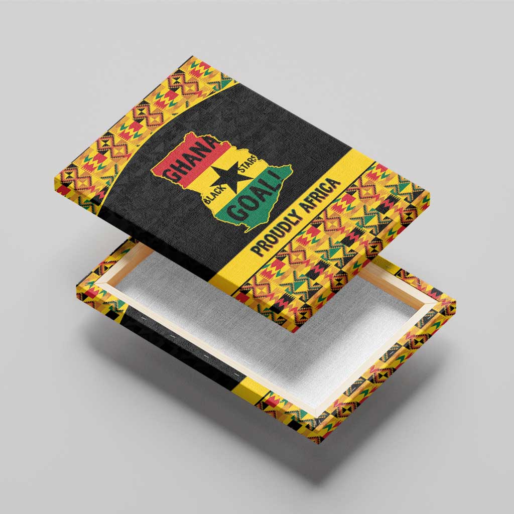 Afro Ghana Football Canvas Wall Art Black Stars Never Fall - Kente Pattern - Wonder Print Shop