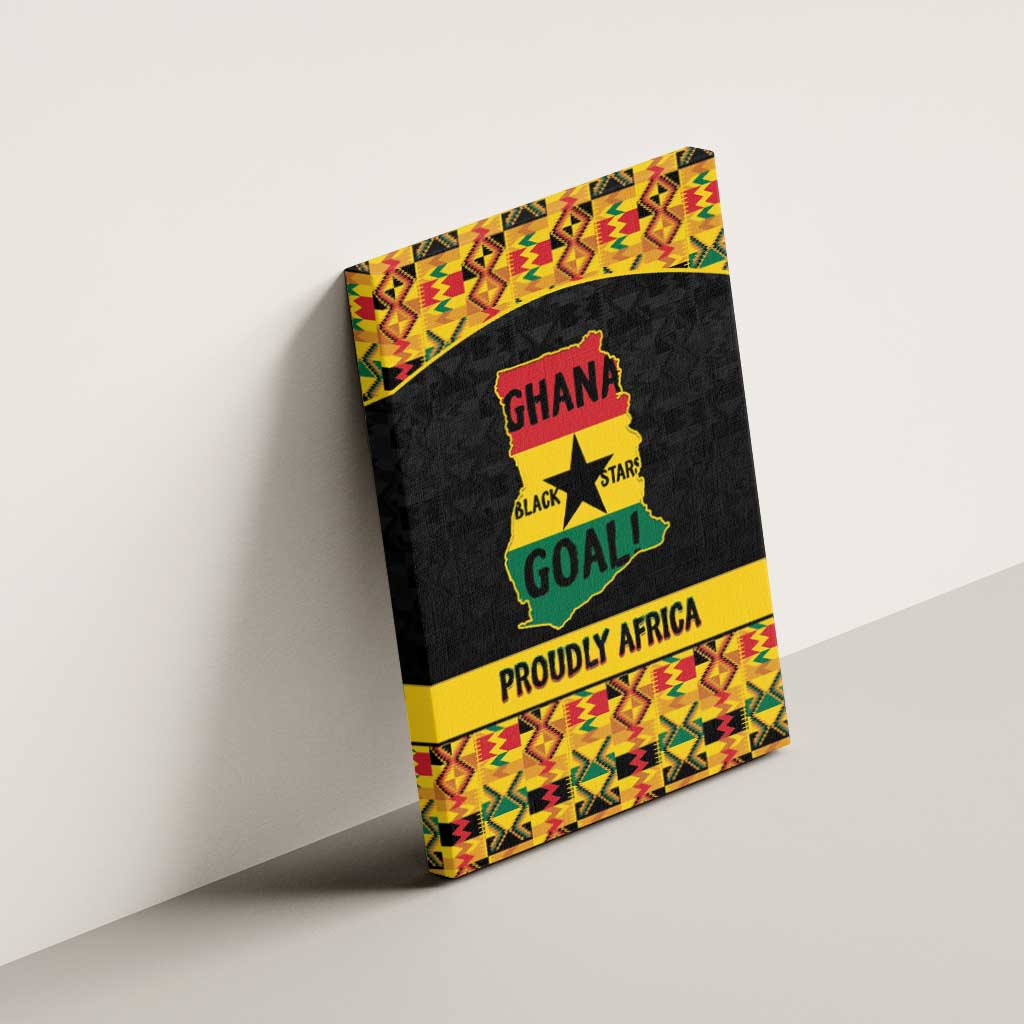 Afro Ghana Football Canvas Wall Art Black Stars Never Fall - Kente Pattern - Wonder Print Shop