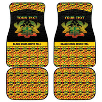 Personalized Afro Ghana Football Car Mats Black Stars Never Fall - Kente Pattern - Wonder Print Shop