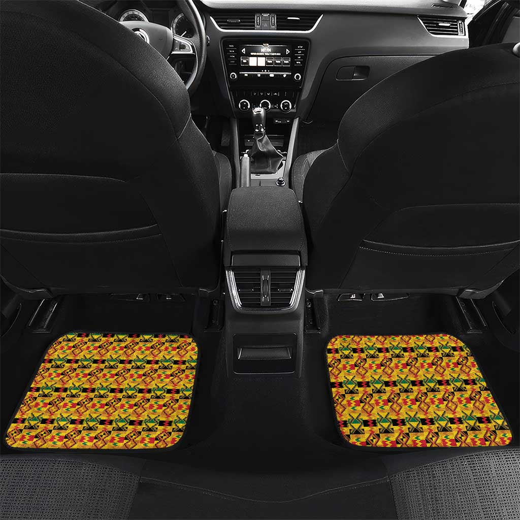 Personalized Afro Ghana Football Car Mats Black Stars Never Fall - Kente Pattern - Wonder Print Shop