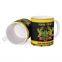 Personalized Afro Ghana Football Ceramic Mug Black Stars Never Fall - Kente Pattern - Wonder Print Shop