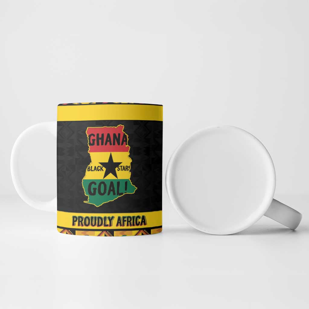 Personalized Afro Ghana Football Ceramic Mug Black Stars Never Fall - Kente Pattern - Wonder Print Shop