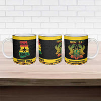 Personalized Afro Ghana Football Ceramic Mug Black Stars Never Fall - Kente Pattern - Wonder Print Shop