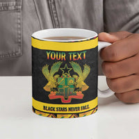 Personalized Afro Ghana Football Ceramic Mug Black Stars Never Fall - Kente Pattern - Wonder Print Shop
