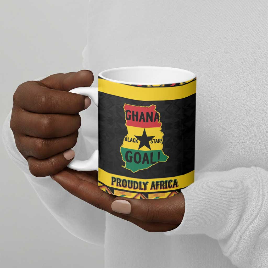 Personalized Afro Ghana Football Ceramic Mug Black Stars Never Fall - Kente Pattern - Wonder Print Shop