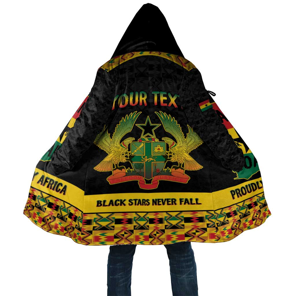 Personalized Afro Ghana Football Cloak Black Stars Never Fall - Kente Pattern - Wonder Print Shop