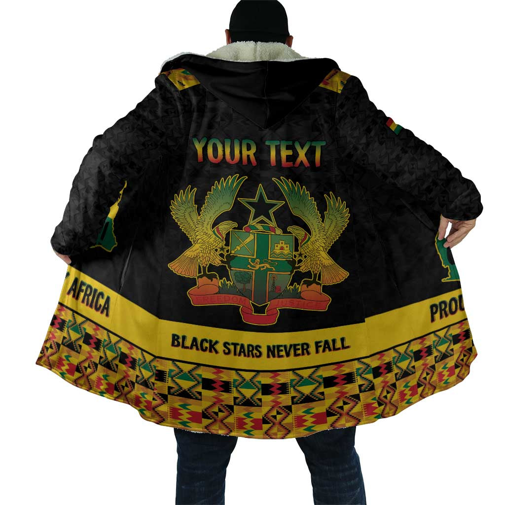 Personalized Afro Ghana Football Cloak Black Stars Never Fall - Kente Pattern - Wonder Print Shop