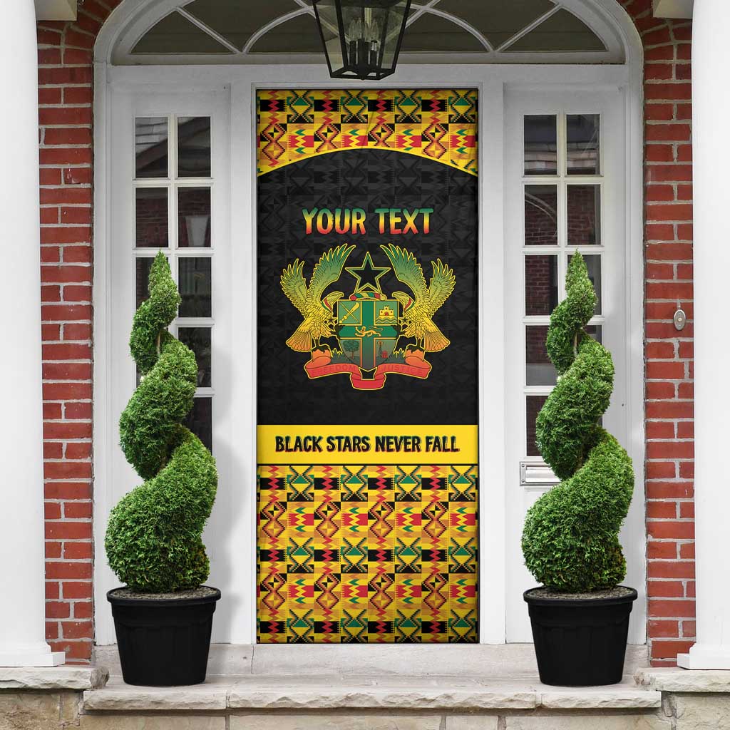 Personalized Afro Ghana Football Door Cover Black Stars Never Fall - Kente Pattern - Wonder Print Shop