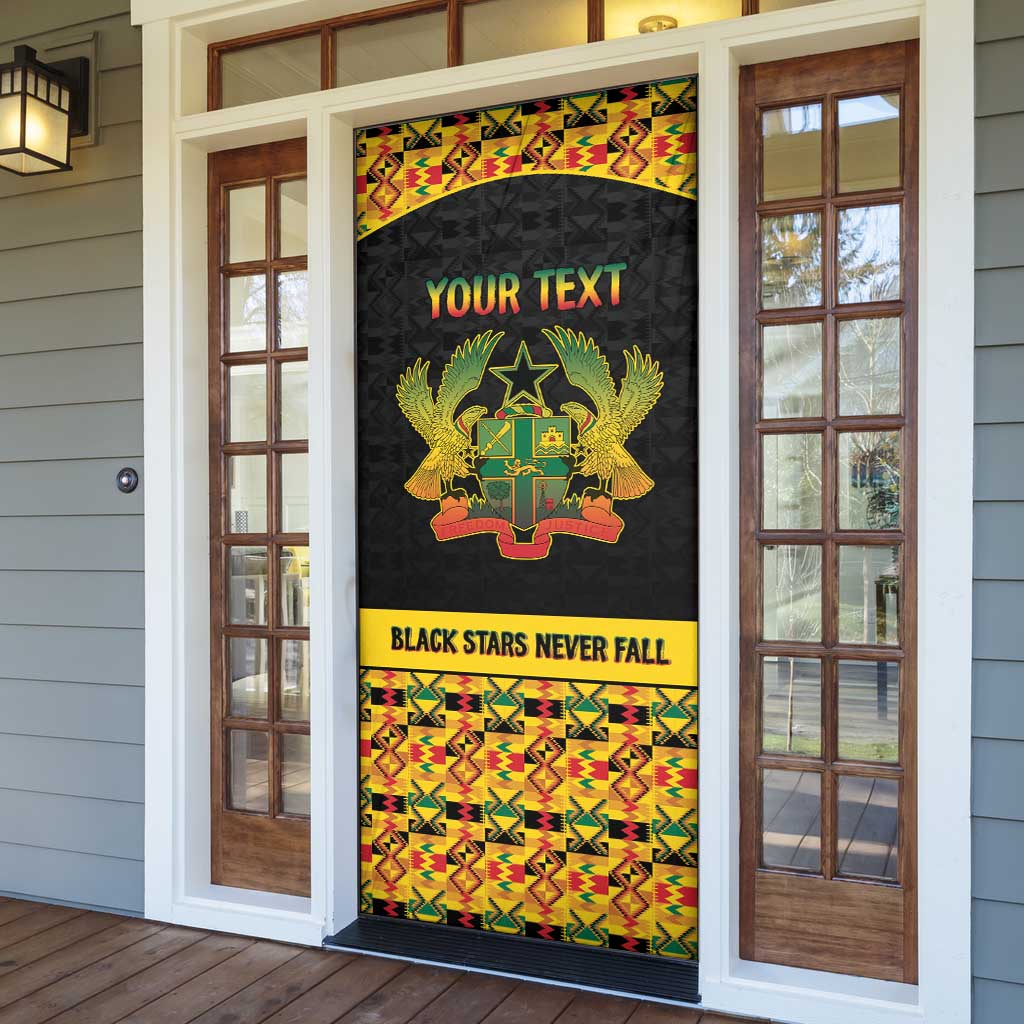 Personalized Afro Ghana Football Door Cover Black Stars Never Fall - Kente Pattern - Wonder Print Shop
