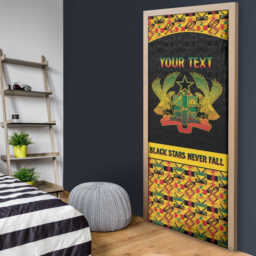 Personalized Afro Ghana Football Door Cover Black Stars Never Fall - Kente Pattern - Wonder Print Shop