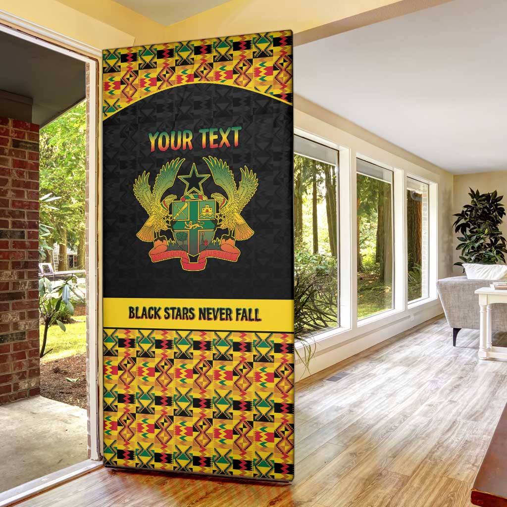 Personalized Afro Ghana Football Door Cover Black Stars Never Fall - Kente Pattern - Wonder Print Shop