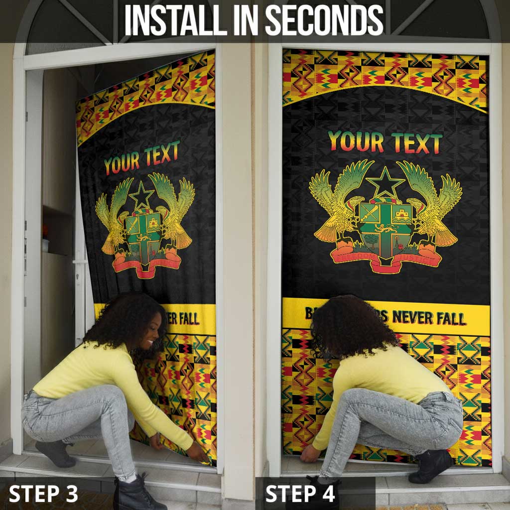 Personalized Afro Ghana Football Door Cover Black Stars Never Fall - Kente Pattern - Wonder Print Shop