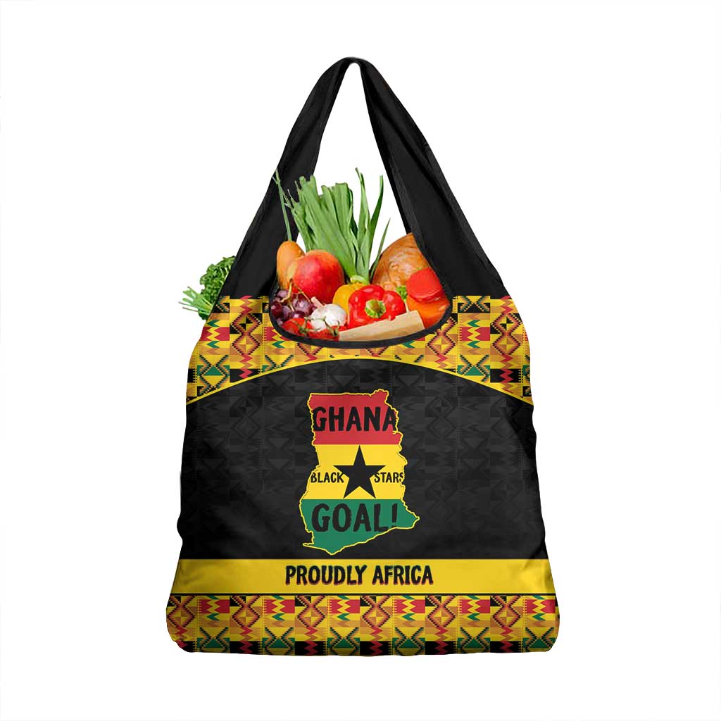 Afro Ghana Football Grocery Bag Black Stars Never Fall - Kente Pattern - Wonder Print Shop