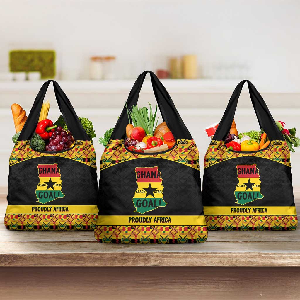 Afro Ghana Football Grocery Bag Black Stars Never Fall - Kente Pattern - Wonder Print Shop