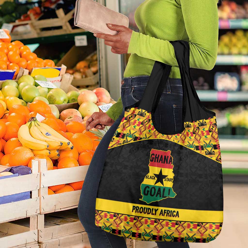 Afro Ghana Football Grocery Bag Black Stars Never Fall - Kente Pattern - Wonder Print Shop