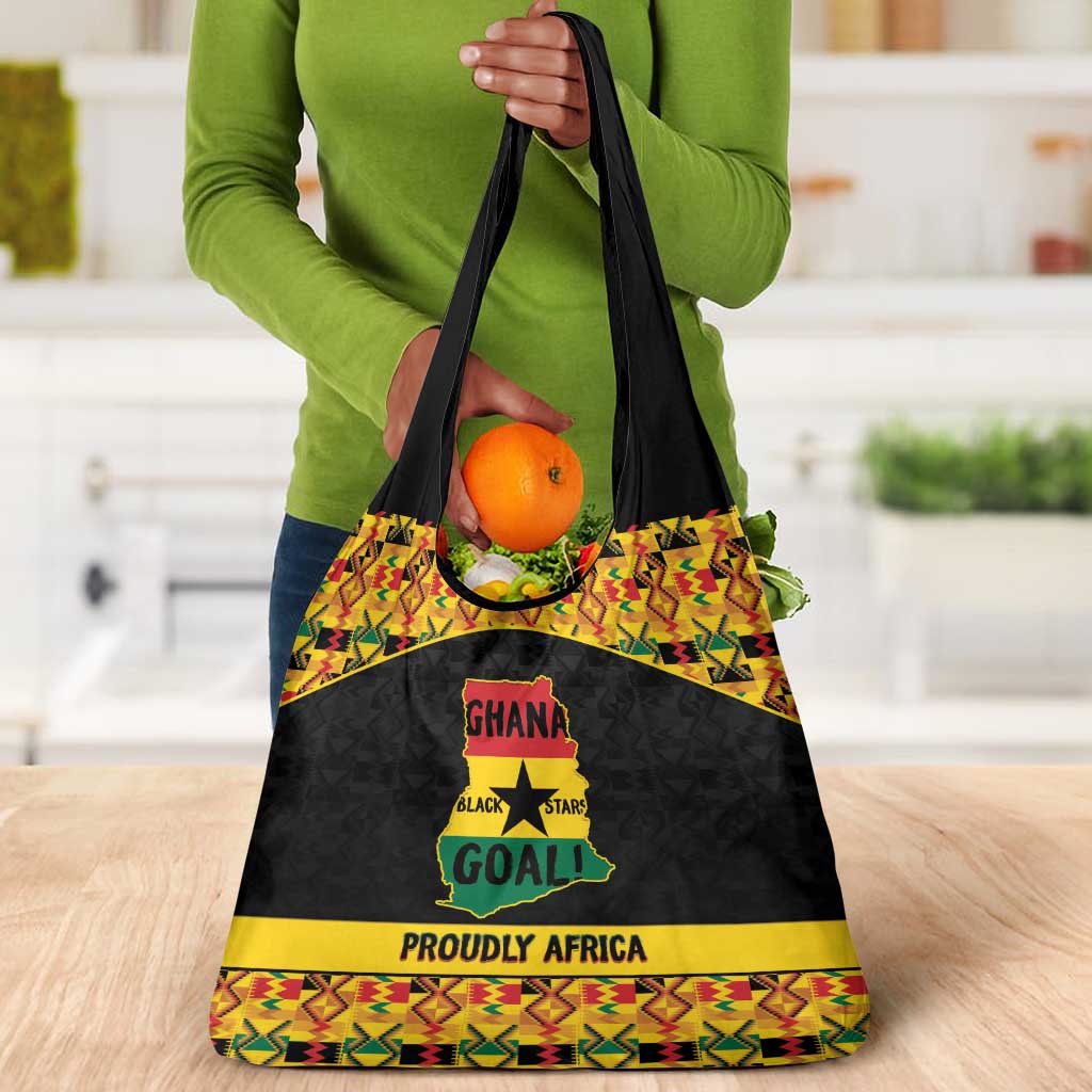 Afro Ghana Football Grocery Bag Black Stars Never Fall - Kente Pattern - Wonder Print Shop