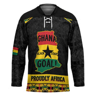 Personalized Afro Ghana Football Hockey Jersey Black Stars Never Fall - Kente Pattern - Wonder Print Shop