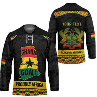 Personalized Afro Ghana Football Hockey Jersey Black Stars Never Fall - Kente Pattern - Wonder Print Shop