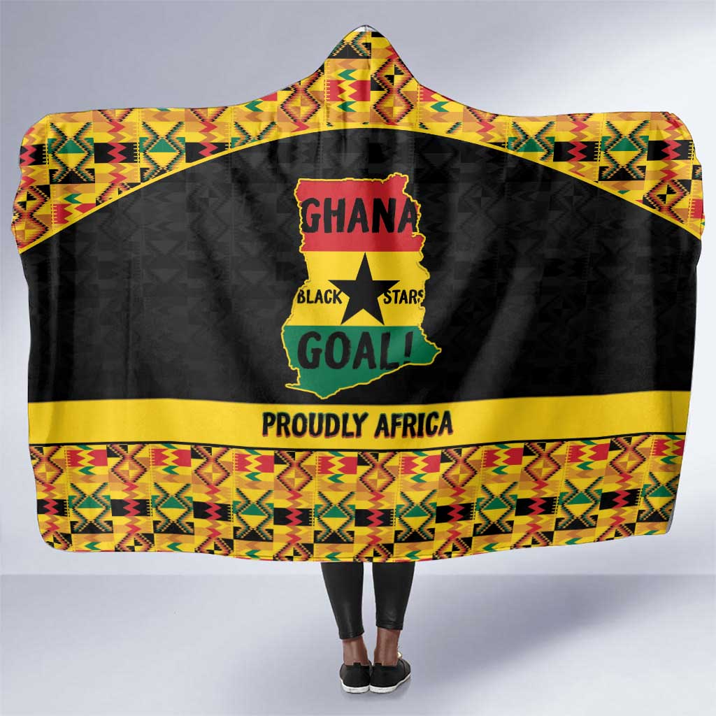 Afro Ghana Football Hooded Blanket Black Stars Never Fall - Kente Pattern - Wonder Print Shop
