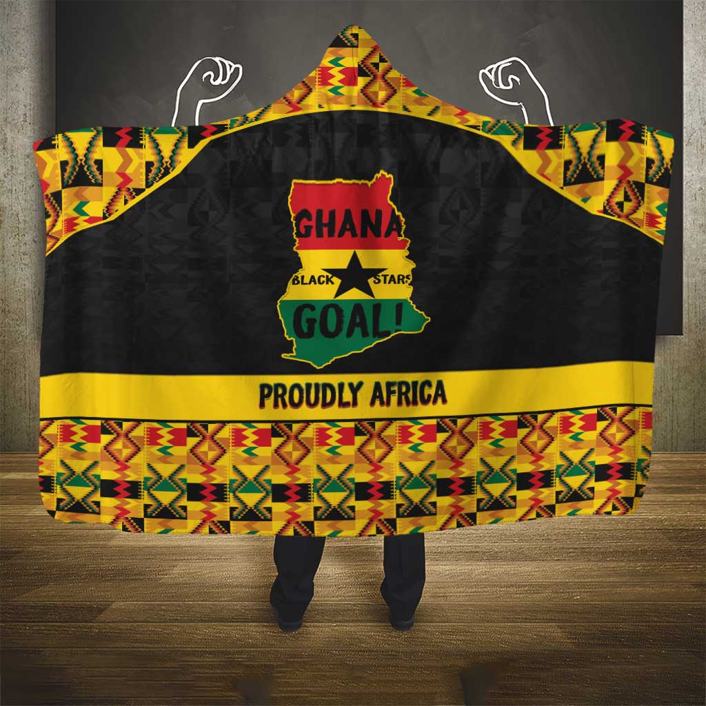 Afro Ghana Football Hooded Blanket Black Stars Never Fall - Kente Pattern - Wonder Print Shop