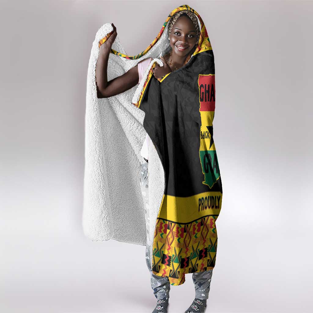 Afro Ghana Football Hooded Blanket Black Stars Never Fall - Kente Pattern - Wonder Print Shop