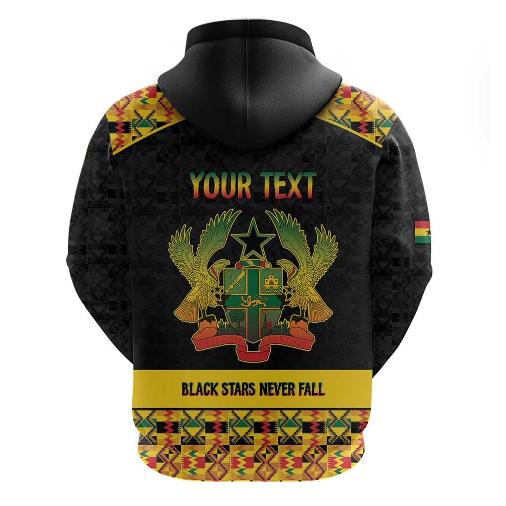 Personalized Afro Ghana Football Hoodie Black Stars Never Fall - Kente Pattern - Wonder Print Shop
