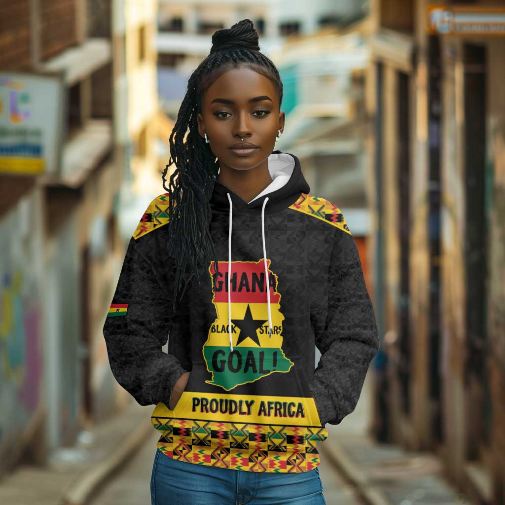 Personalized Afro Ghana Football Hoodie Black Stars Never Fall - Kente Pattern - Wonder Print Shop