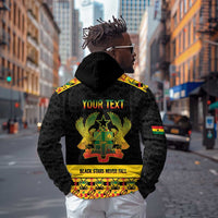Personalized Afro Ghana Football Hoodie Black Stars Never Fall - Kente Pattern - Wonder Print Shop