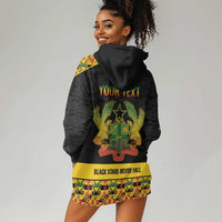 Personalized Afro Ghana Football Hoodie Dress Black Stars Never Fall - Kente Pattern - Wonder Print Shop