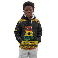 Personalized Afro Ghana Football Kid Hoodie Black Stars Never Fall - Kente Pattern - Wonder Print Shop