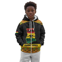Personalized Afro Ghana Football Kid Hoodie Black Stars Never Fall - Kente Pattern - Wonder Print Shop