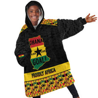 Personalized Afro Ghana Football Kid Wearable Blanket Hoodie Black Stars Never Fall - Kente Pattern - Wonder Print Shop