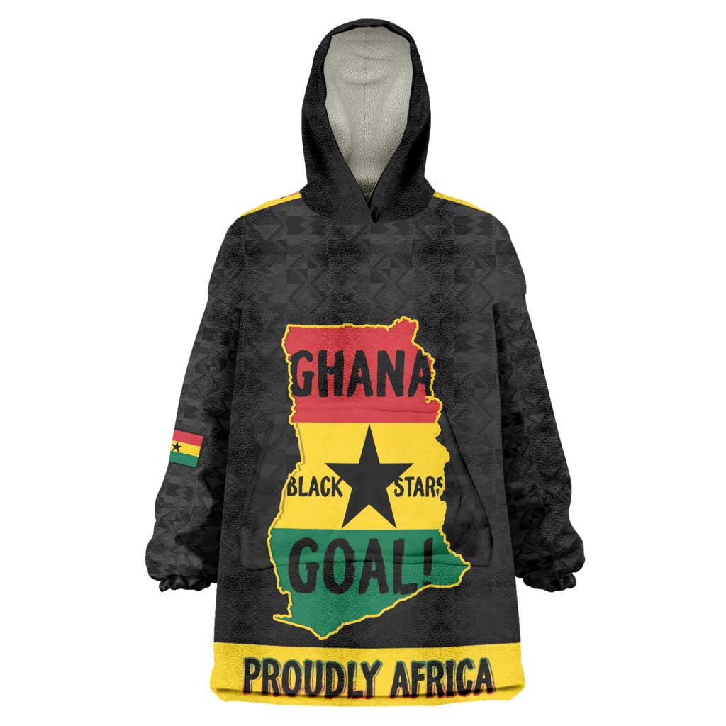 Personalized Afro Ghana Football Kid Wearable Blanket Hoodie Black Stars Never Fall - Kente Pattern - Wonder Print Shop