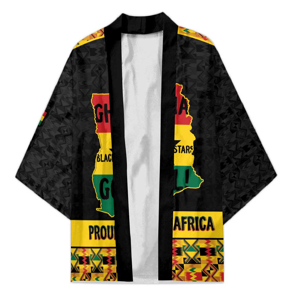 Personalized Afro Ghana Football Kimono Black Stars Never Fall - Kente Pattern - Wonder Print Shop